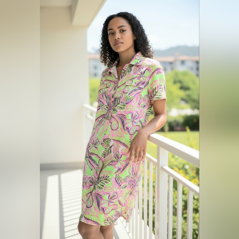 Stella Parker Floral Green and Pink Dress